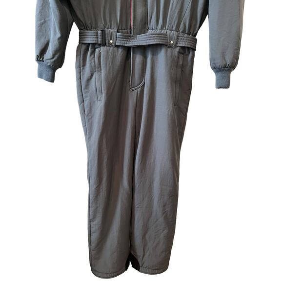 Vintage 80s Obermeyer One Piece Snow Suit Ski Suit Gray & Red L - Picture 5 of 14